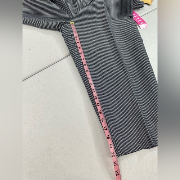 Harve Benard Striped Linen Blend Cropped Pants Relaxed Pleated Trouser 12 Petite - Picture 8 of 11
